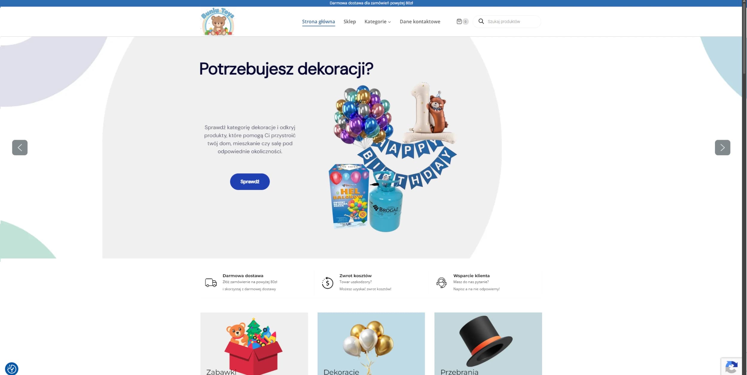 Zrzut ekranu strony buniutoys.pl