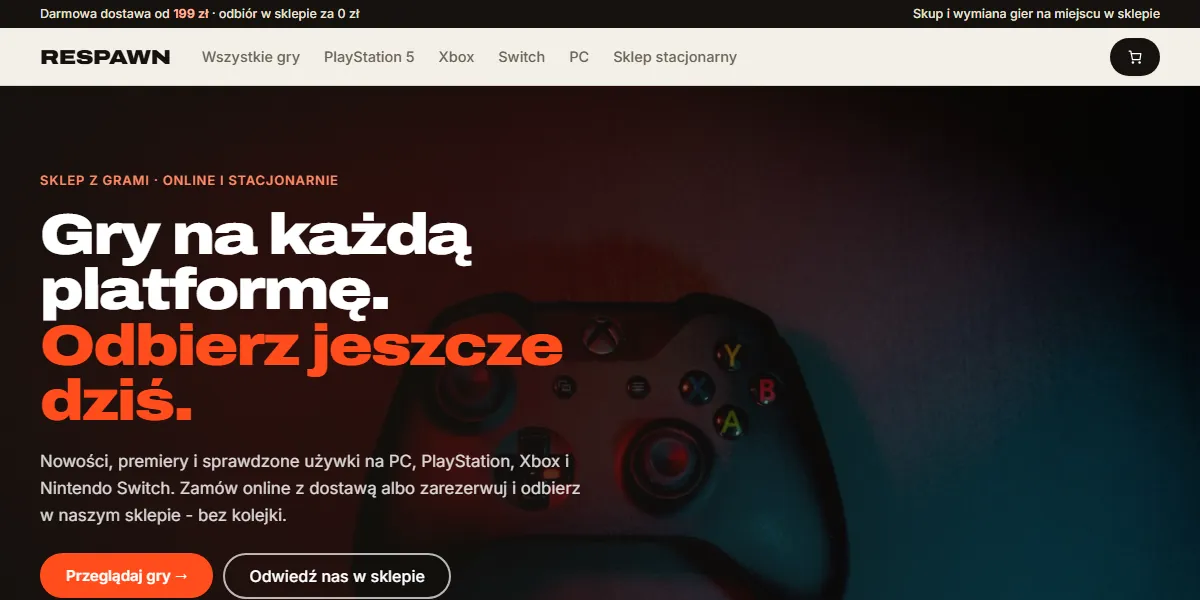 Zrzut ekranu strony wp.pixelroot.pl/game-shop